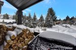 Views from deck, firewood for stove